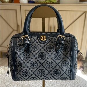 Tory Burch Dark Blue T-Monogram Satchel